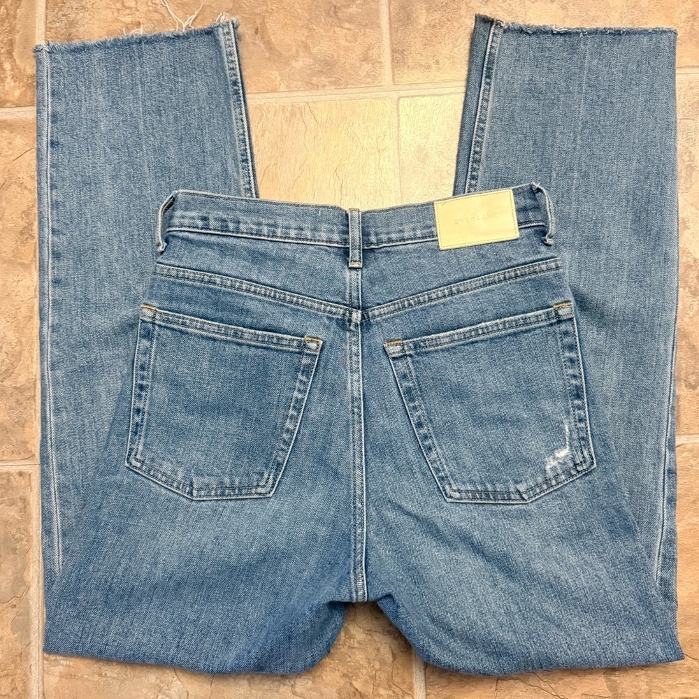 SOLD Everlane Way-High Jean Women’s 24R Distressed Raw Hem Straight Leg Denim - Picture 4 of 7